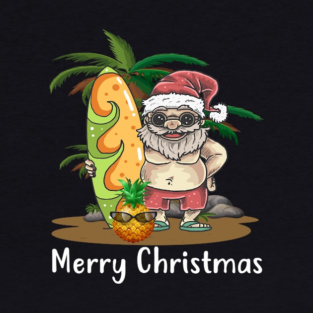 Christmas Palm Tree Tropical Xmas Coconut Santa Surfing by Daysy1